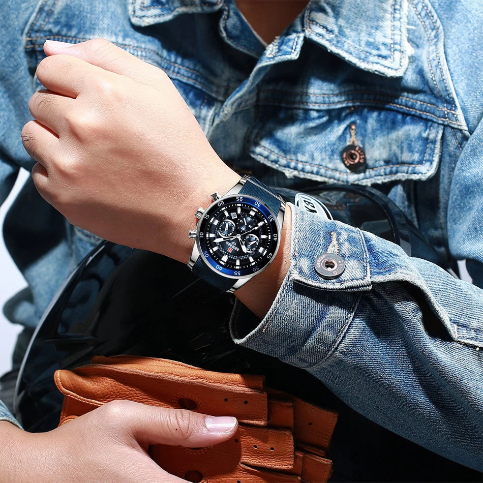 REWARD Brand Mens Watches Luxury Quartz Blue Watch Full Steel Men Chronograph Waterproof Business Wrist Watch Relogio Masculino