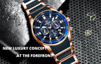 REWARD Brand Mens Watches Luxury Quartz Blue Watch Full Steel Men Chronograph Waterproof Business Wrist Watch Relogio Masculino