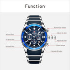 REWARD Brand Mens Watches Luxury Quartz Blue Watch Full Steel Men Chronograph Waterproof Business Wrist Watch Relogio Masculino